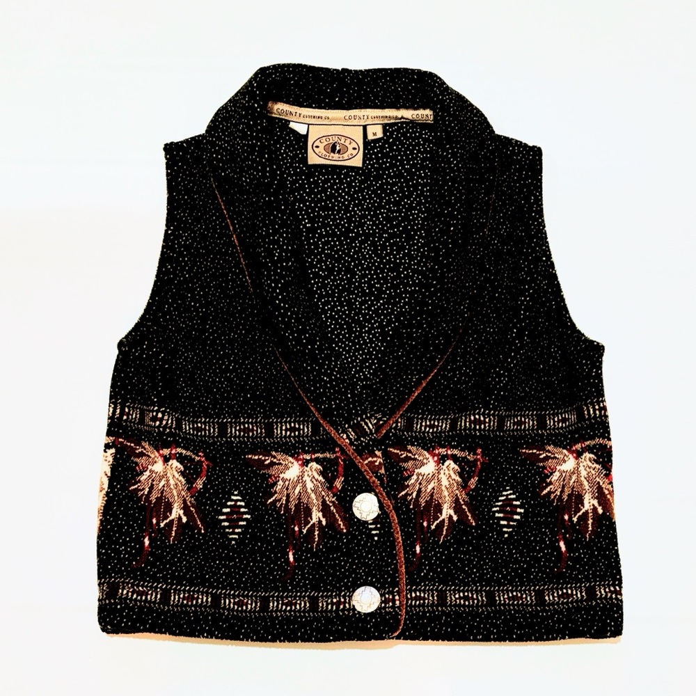 County Clothing Vintage SW Vest, Size M, Black Brown Red & White